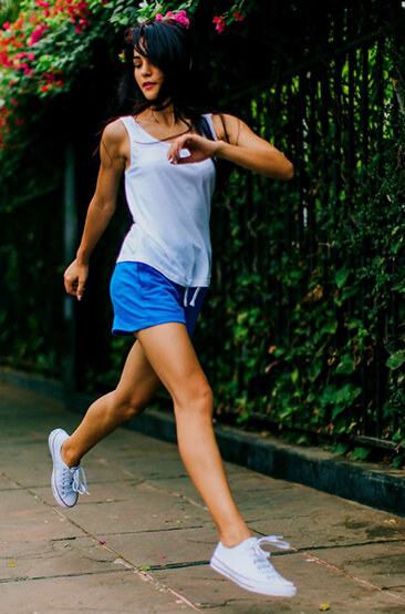 Thin light woman running